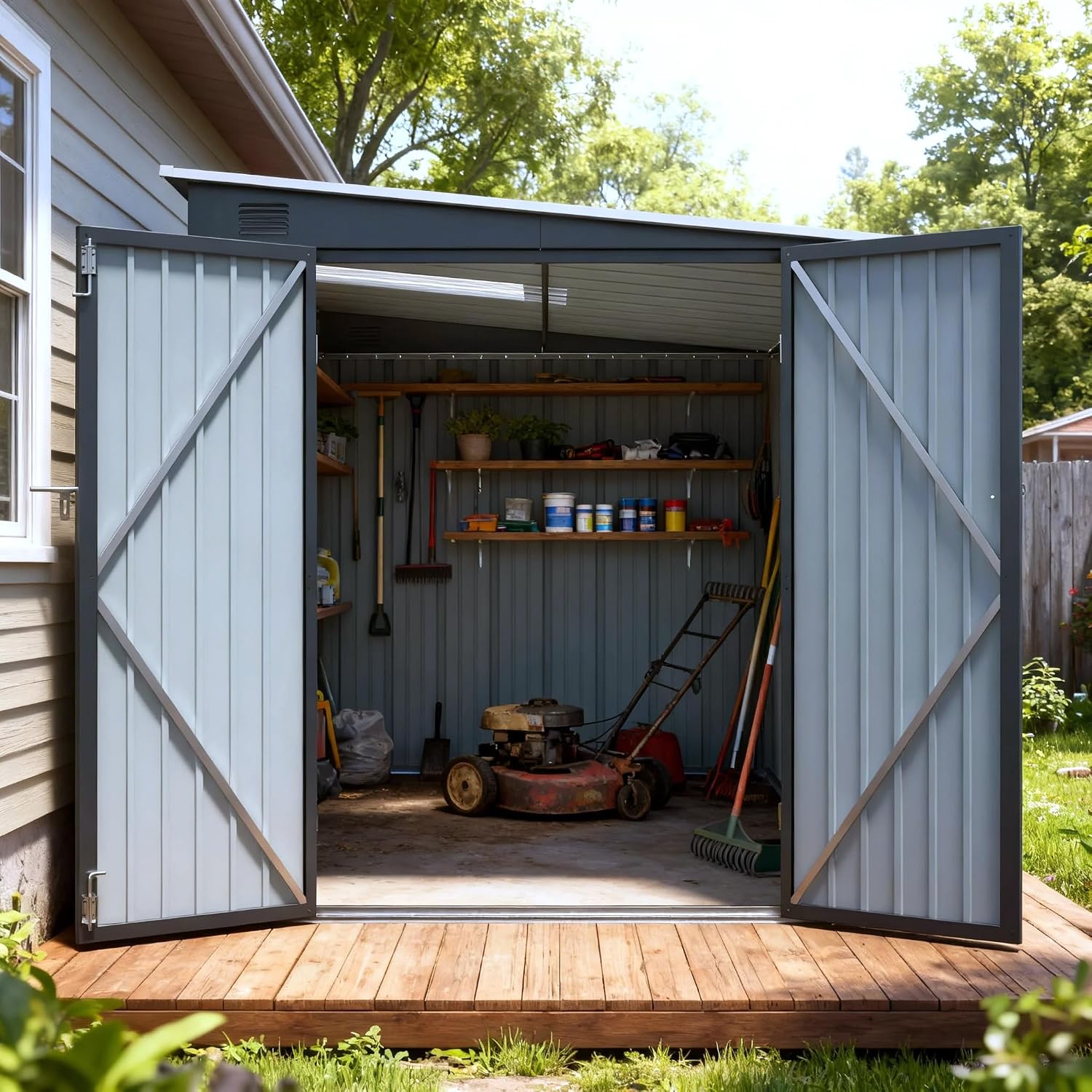 6x8 FT Metal Lean to Shed Lock - Garden Tools ulasan dan harga