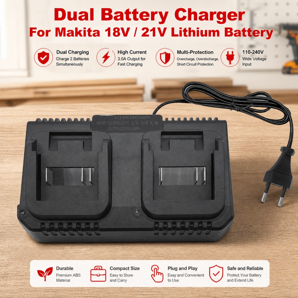 Dual Slot Charger 18V 21V Li-i - Brushless Cordless Electric Drill 18V ulasan dan harga