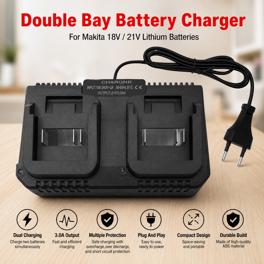 Dual Slot Charger 18V 21V Li-i - Brushless Cordless Electric Drill 18V ulasan dan harga