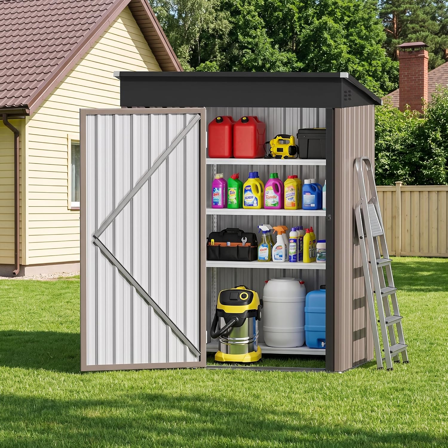 5x3FT Metal Storage Shed with  - Garden Tools ulasan dan harga