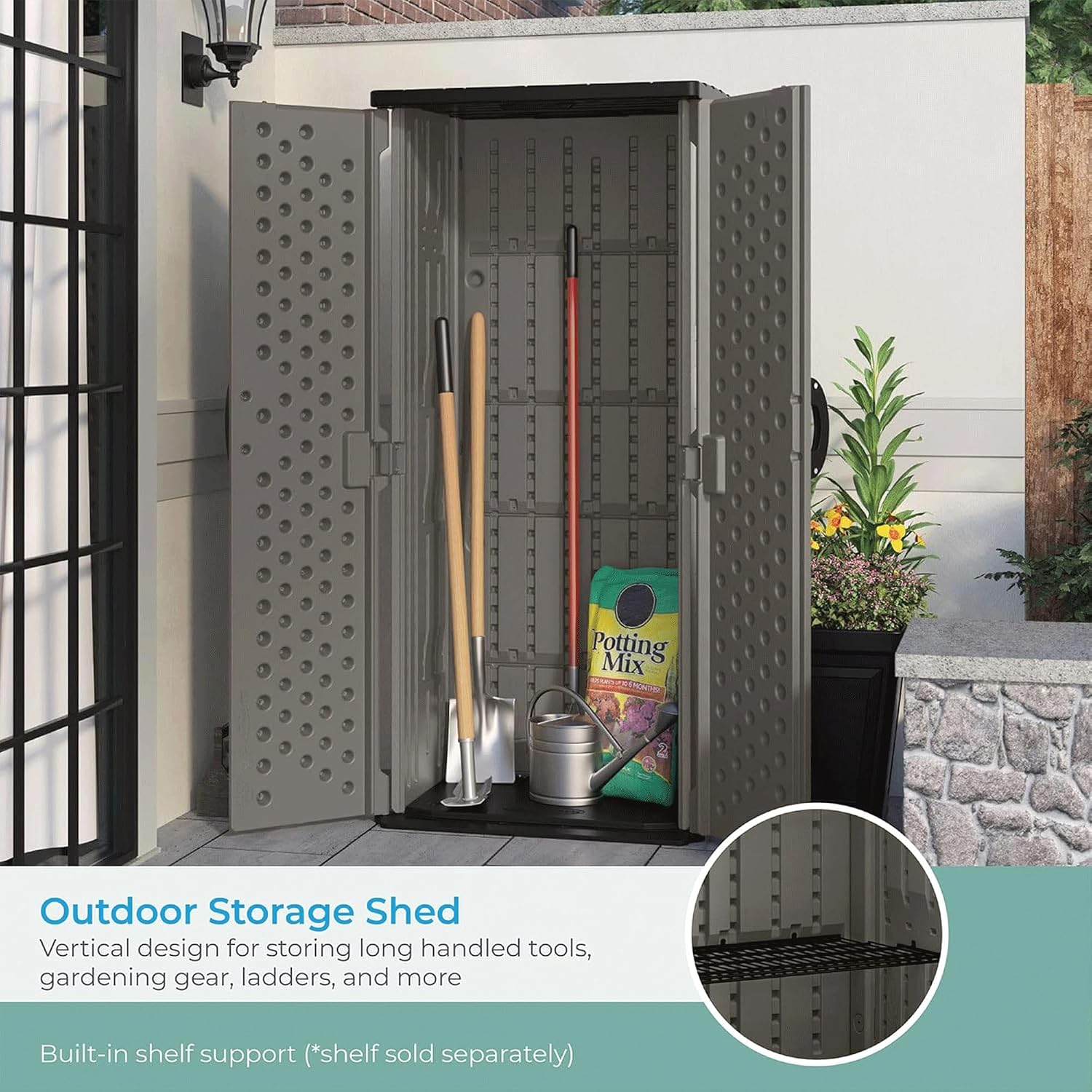 Vertical Storage Shed 22 Cu Ft - Garden Tools ulasan dan harga