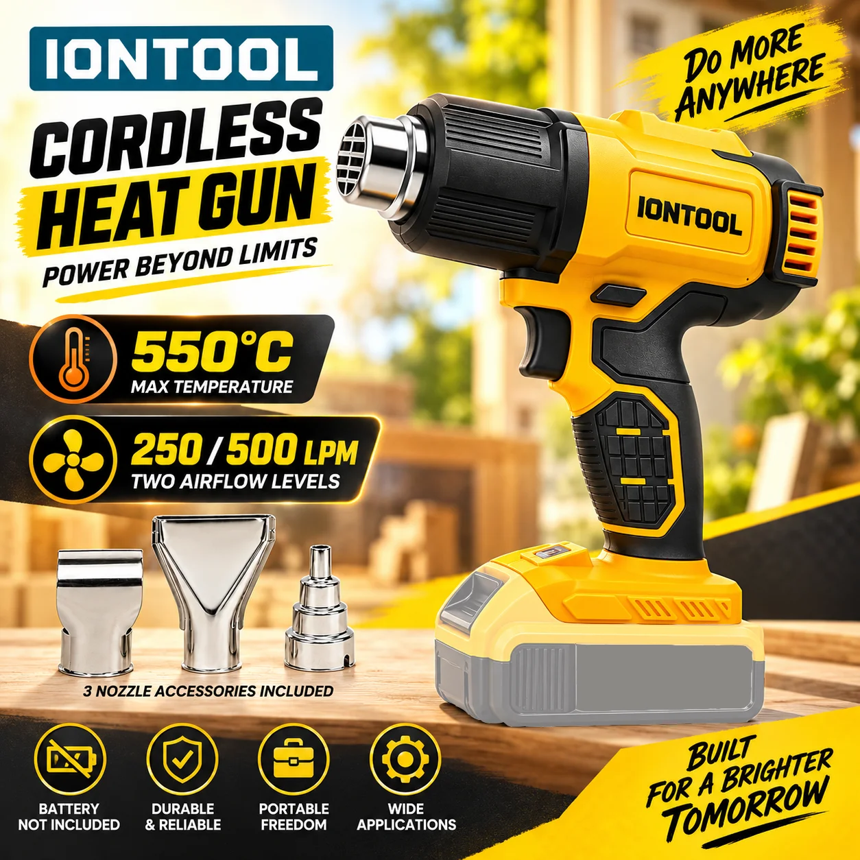 IONTOOL 550℃ Cordless Heat Gun - Cordless Heat Gun For Shrink Tubing ulasan dan harga