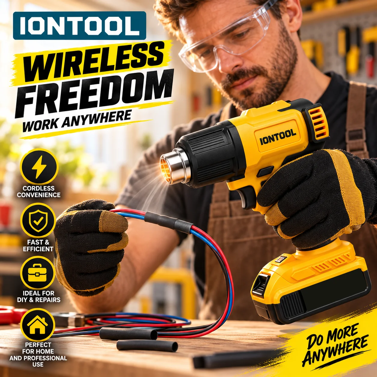 IONTOOL 550℃ Cordless Heat Gun - Cordless Heat Gun For Shrink Tubing ulasan dan harga
