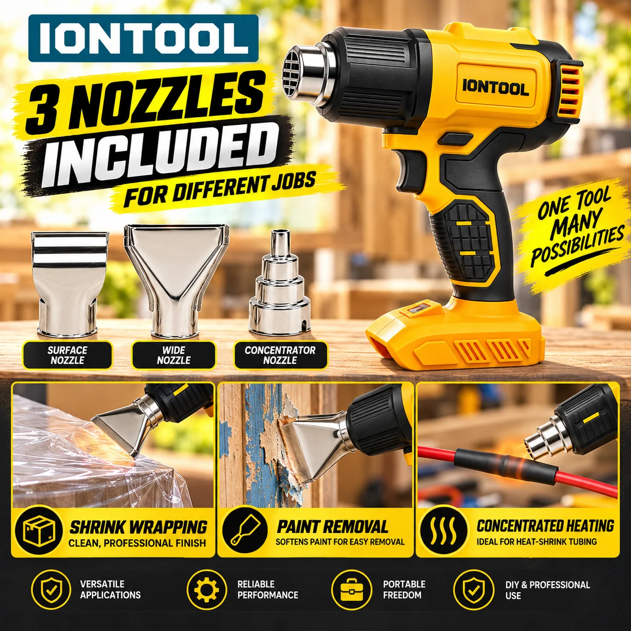 IONTOOL 550℃ Cordless Heat Gun - Cordless Heat Gun For Shrink Tubing ulasan dan harga