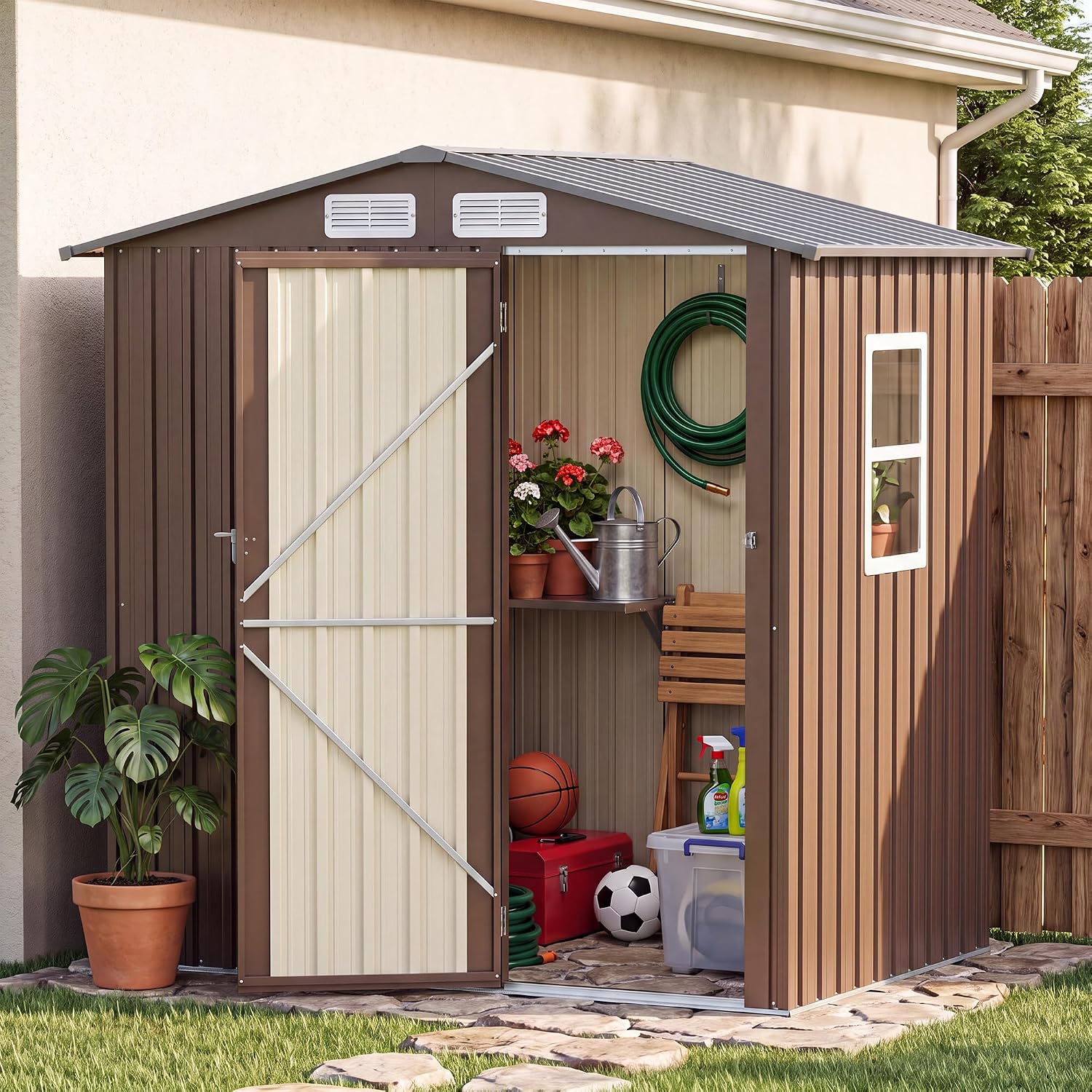 Outdoor Storage Shed 6x4FT Wat - Garden Tools ulasan dan harga